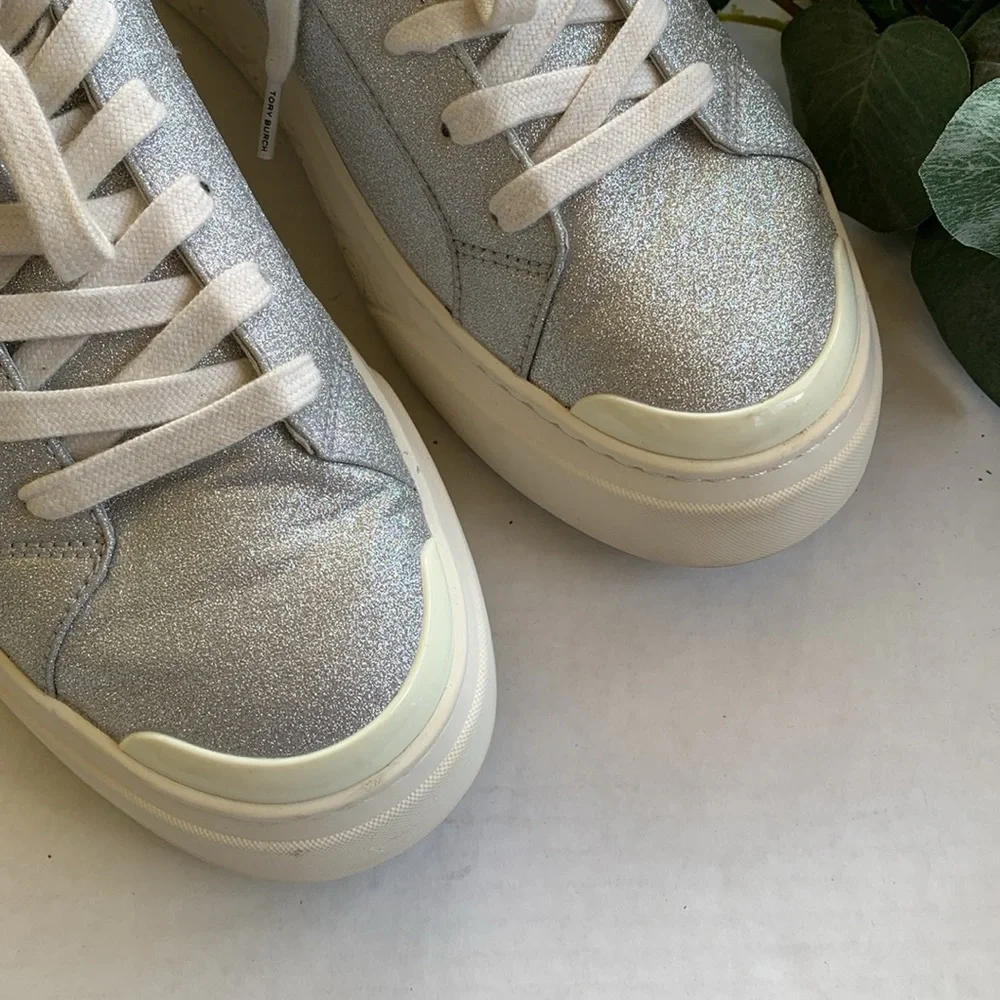 Tory Burch Lady Bug Glitter Sneaker in Silver Glitter/Blanc